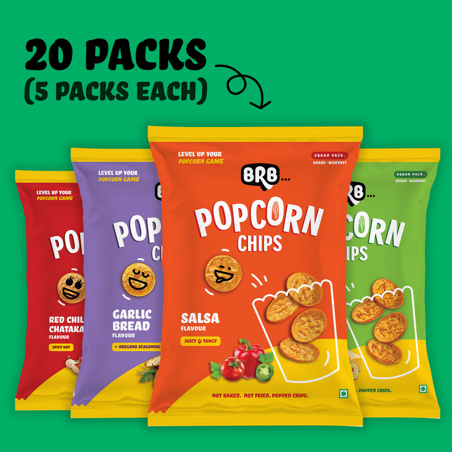 Popcorn Chips - 20 Packs (48 Grams Each) - 4 Flavours X 5 Packs