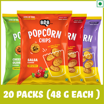 Corn Popped Chips - 20 Packs (48 Grams Each) - 4 Flavours X 5 Packs