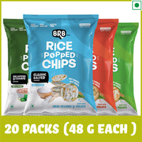 Rice Popped Chips -  20 Packs (48 Grams Each) - 4 Flavours X 5 Packs