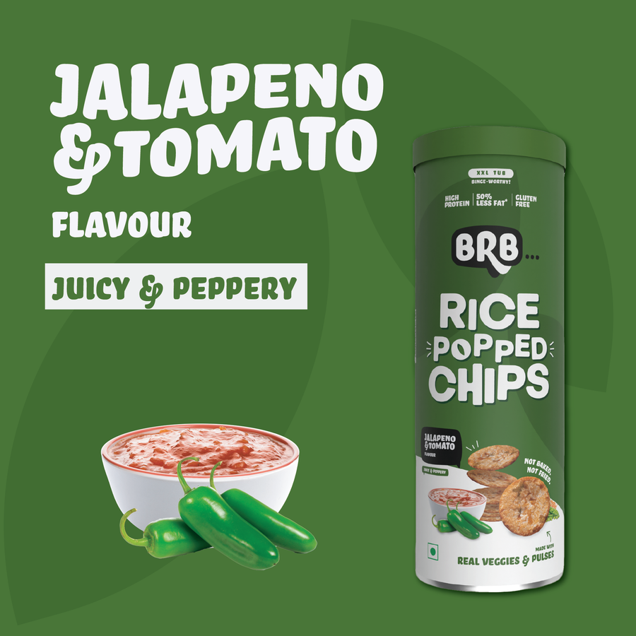 Rice Popped Chips - Jalapeno & Tomato Flavour (Single Tub)